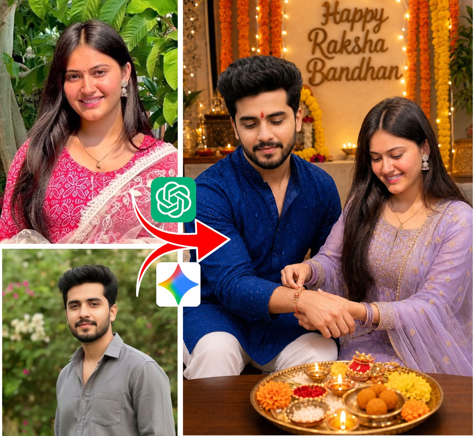 Ultra-Realistic Raksha Bandhan Brother Sister AI Photo Prompt