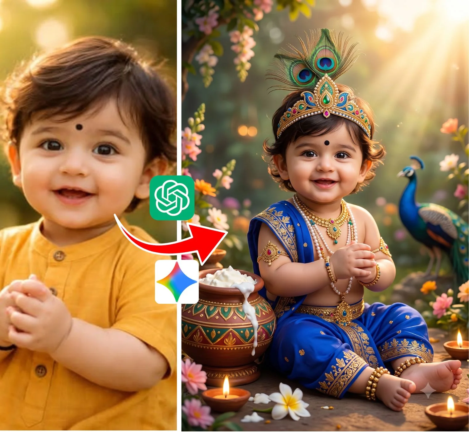 Baby Krishna AI Image Prompt – Realistic Bal Gopal Portrait