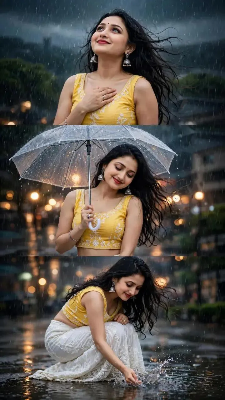 South Asian Woman Emotional Rainy Day Photoshoot AI Prompt - AI prompt