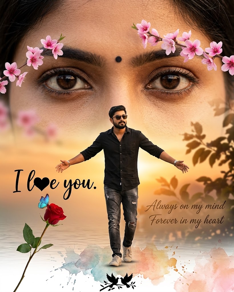 Romantic "I Love You" Man and Huge Eyes Portrait AI Photo Prompt