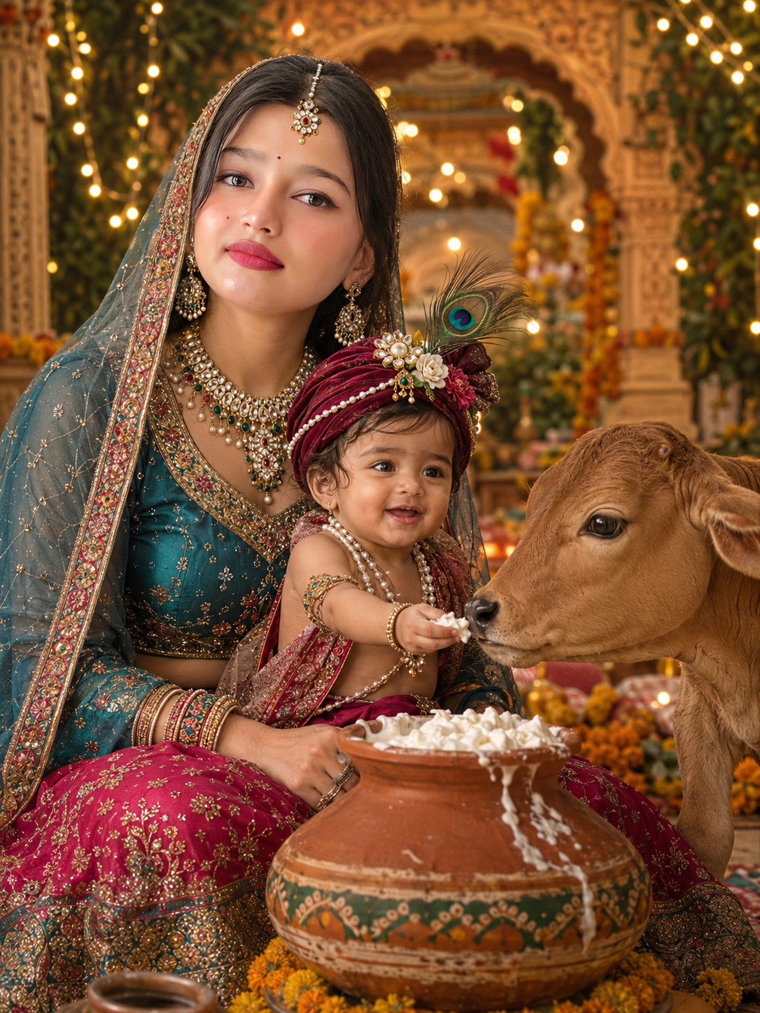Yashoda Krishna AI Image Prompt for Devotional Portraits