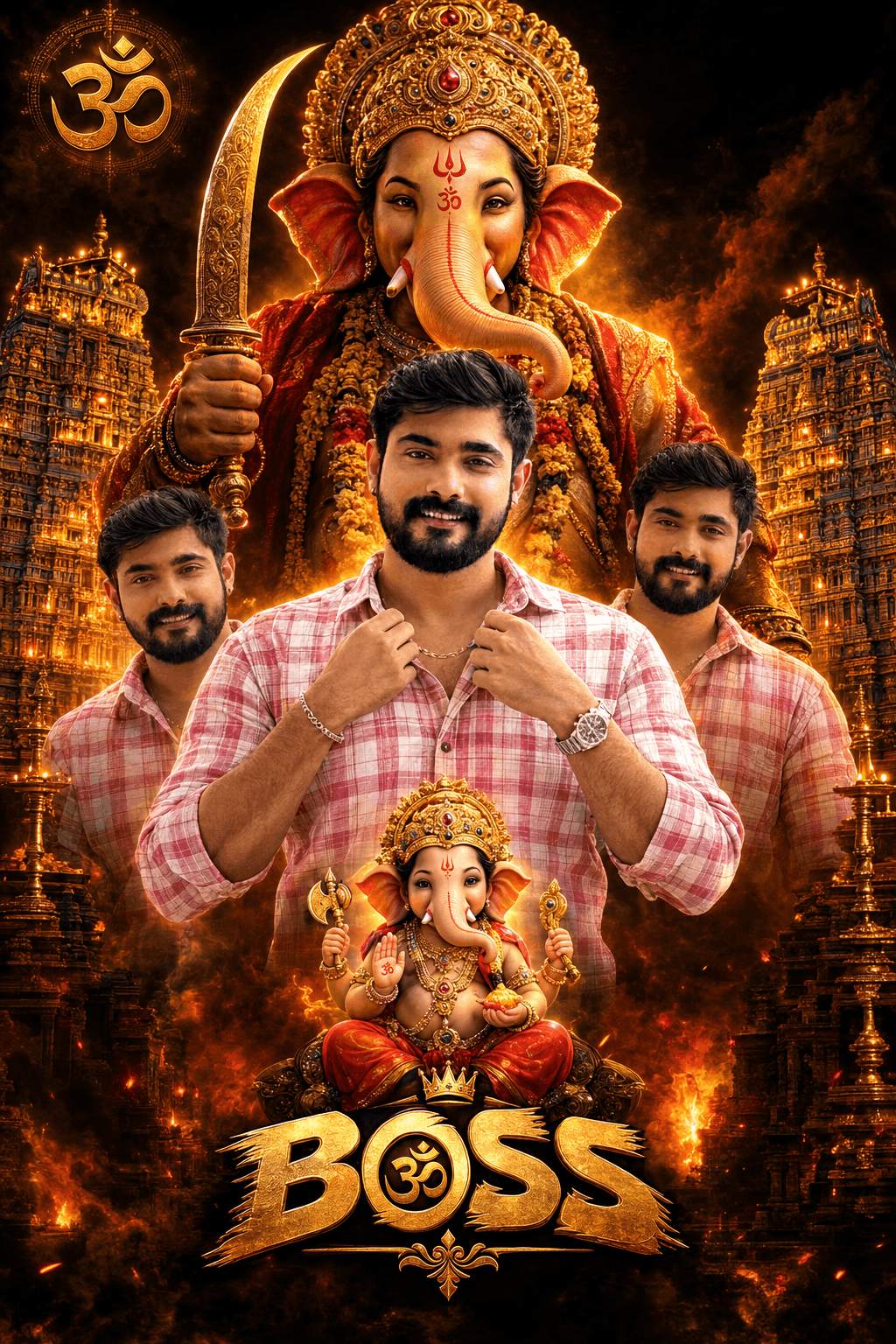 Epic Ganesha Boss Banner AI Prompt for Custom Photos