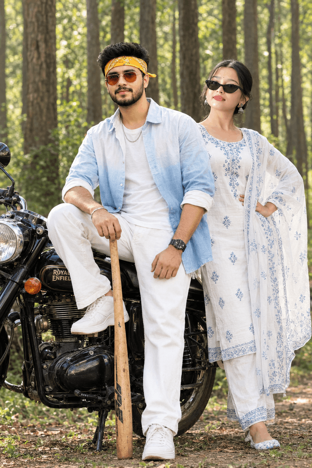 Stylish Motorcycle Couple AI Portrait Prompt