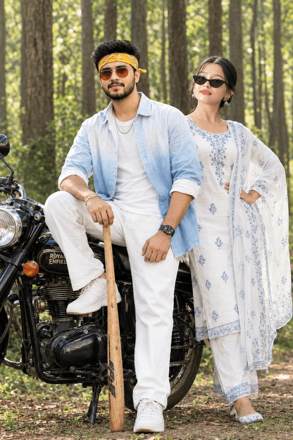 Stylish Motorcycle Couple AI Portrait Prompt