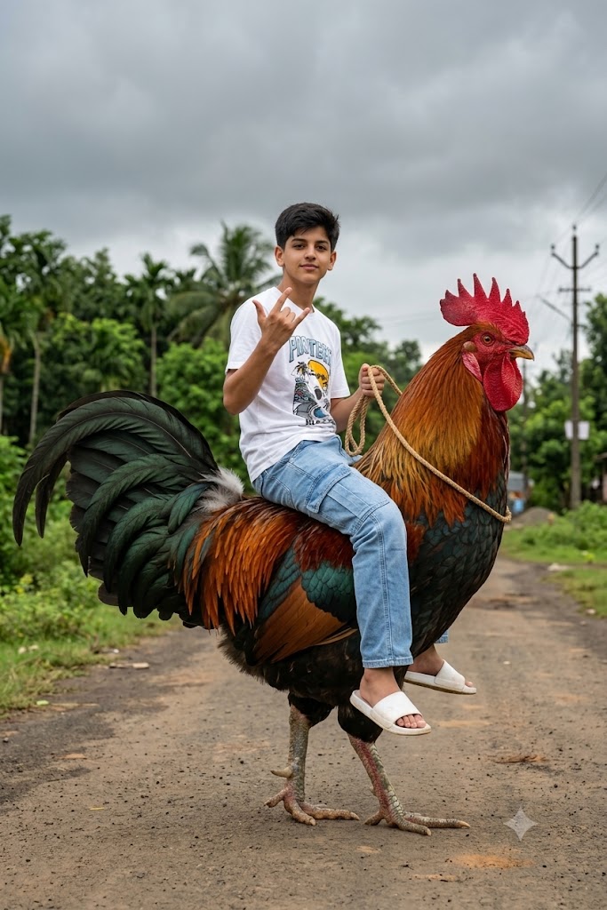Giant Rooster AI Image Prompt for Surreal Photos