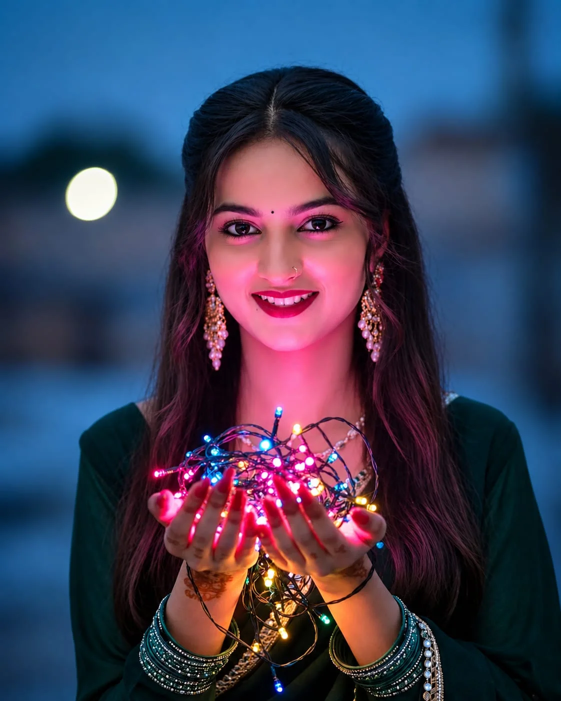 Fairy Light Night Portrait AI Image Prompt - AI prompt