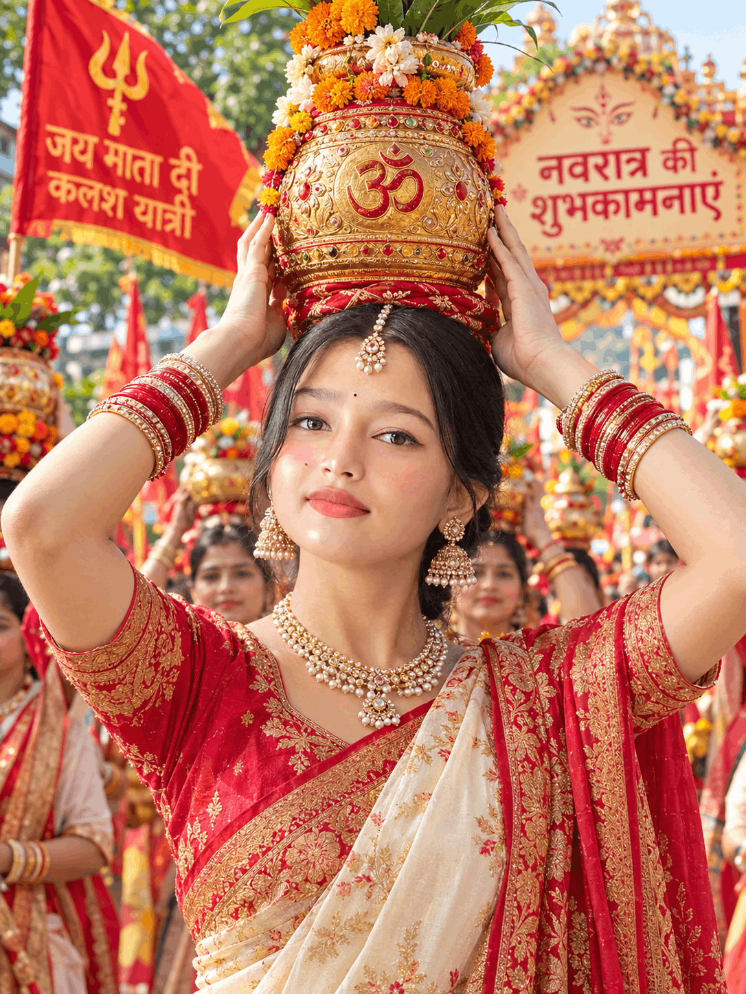 Devotional Navratri Kalash Yatra AI Photo Prompt