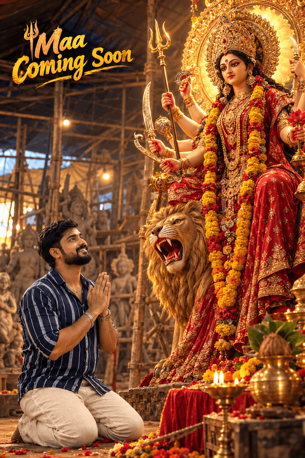 Maa Coming Soon Devotional Devi Durga AI Photo Prompt