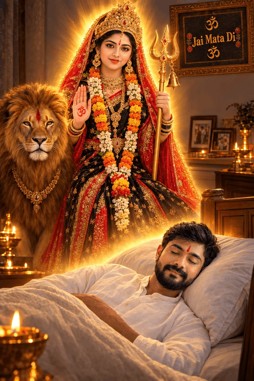 Goddess Durga Blessing AI Prompt Create a Realistic Divine Portrait with AI