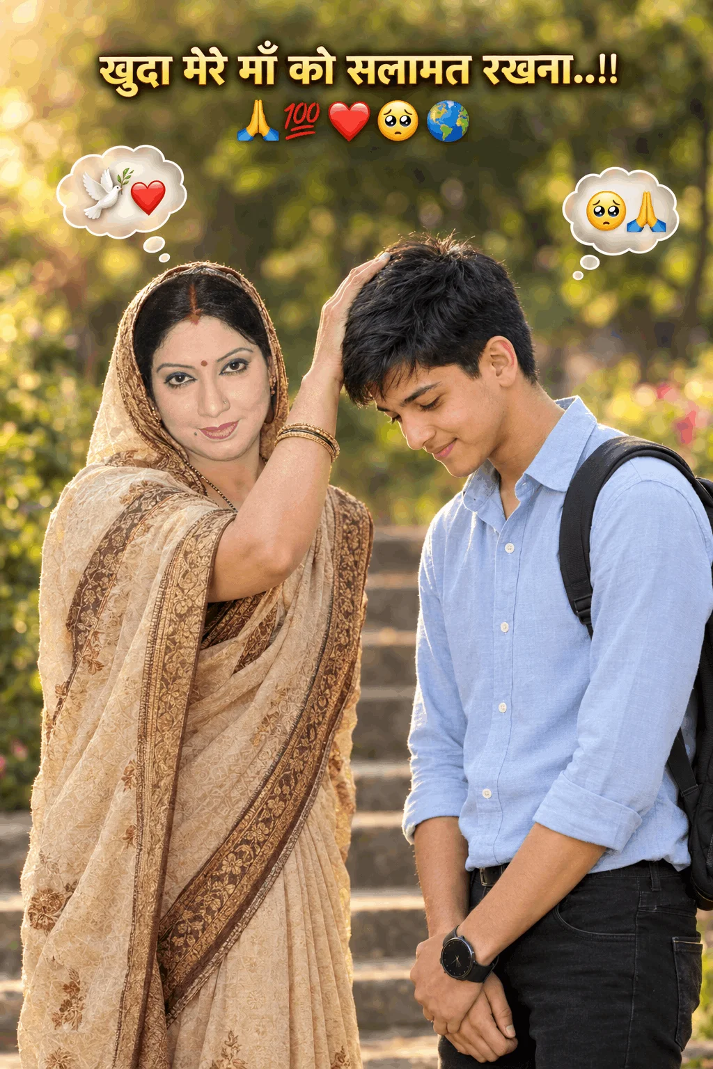 Mother and Son Blessing AI Prompt Create a Heartwarming Emotional Portrait with AI - AI prompt