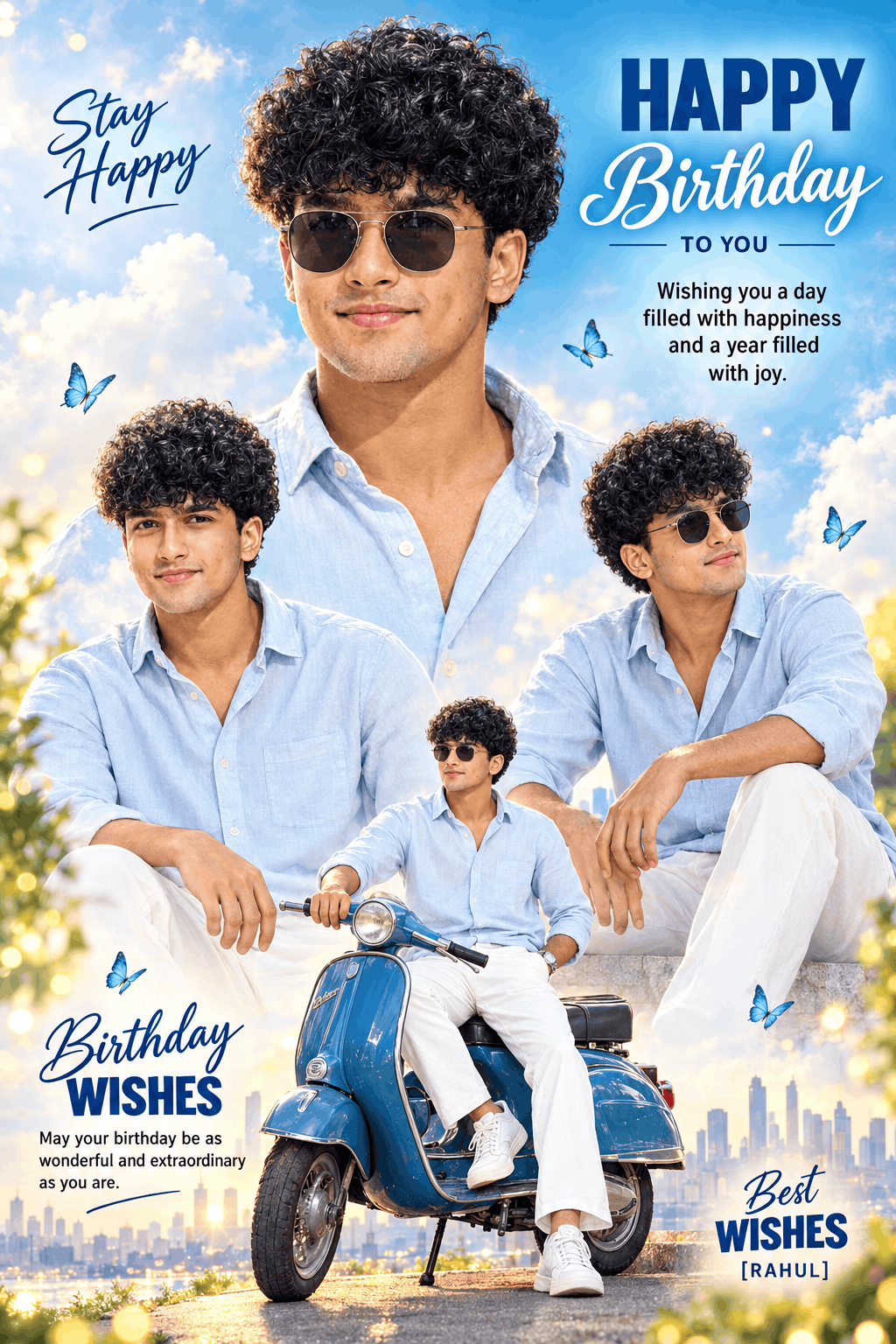 Birthday Photo Prompt for a Blue Sky Collage Poster