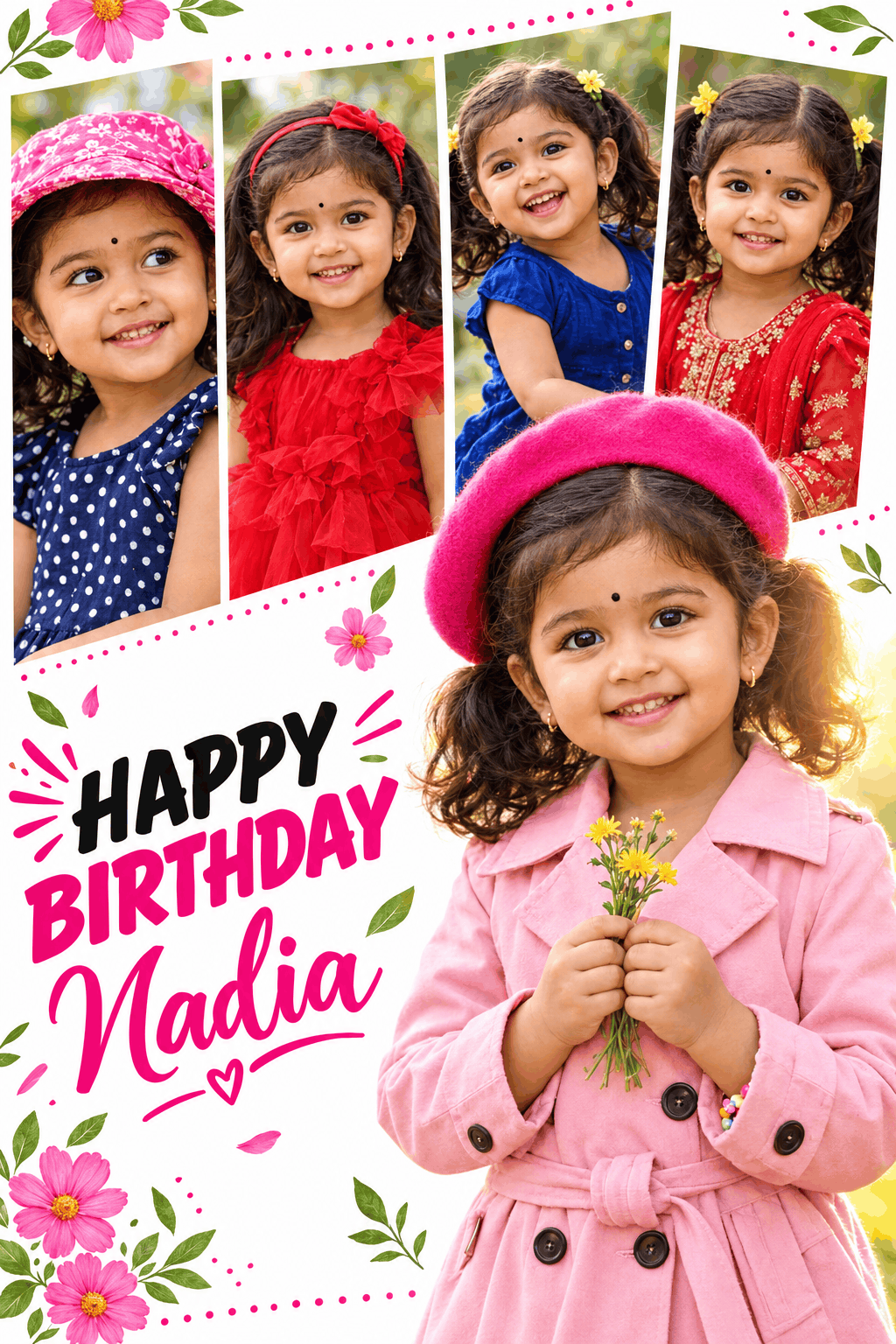 AI Birthday Photo Prompt for a Pink Beret Collage