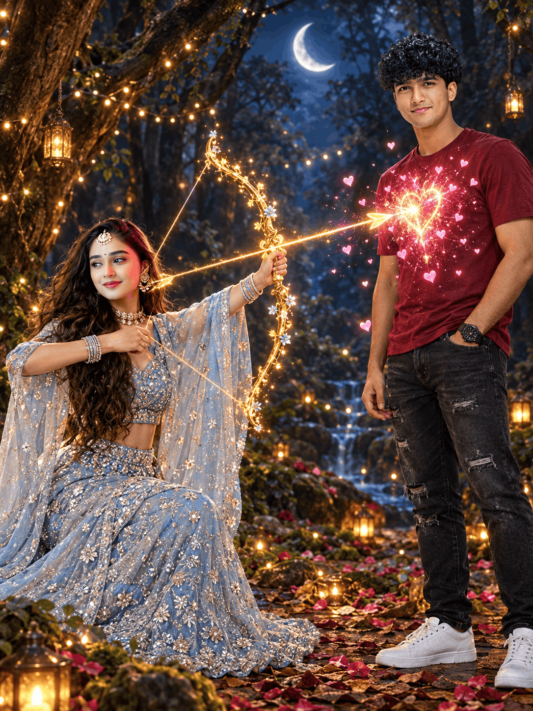 Realistic Couple Photo Prompt for a Magical Forest Romance