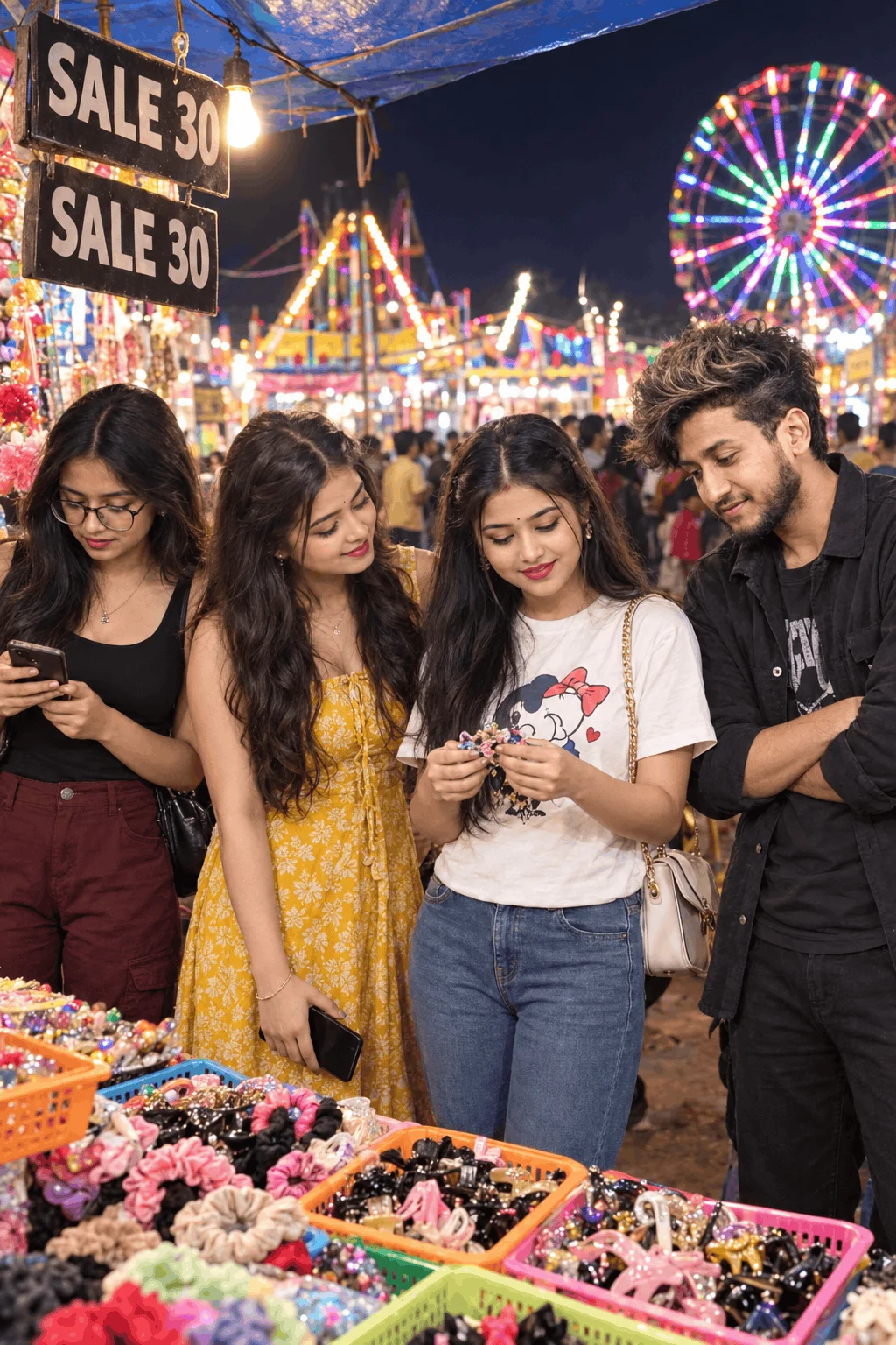 Realistic AI Photo Prompt for a Colorful Indian Mela Night - AI prompt