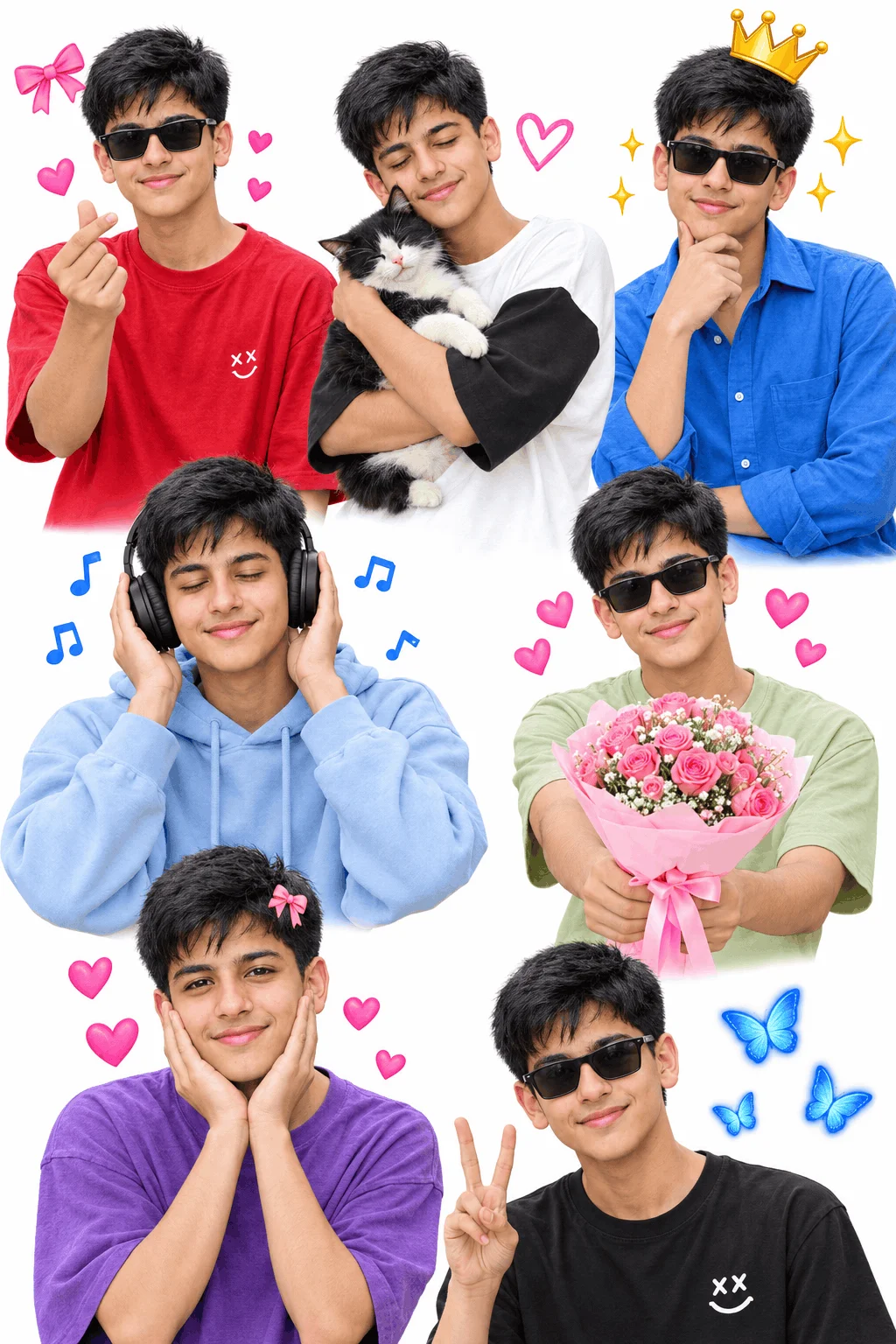 7 Cute Photo Collage Ideas with Colorful Outfits - AI prompt