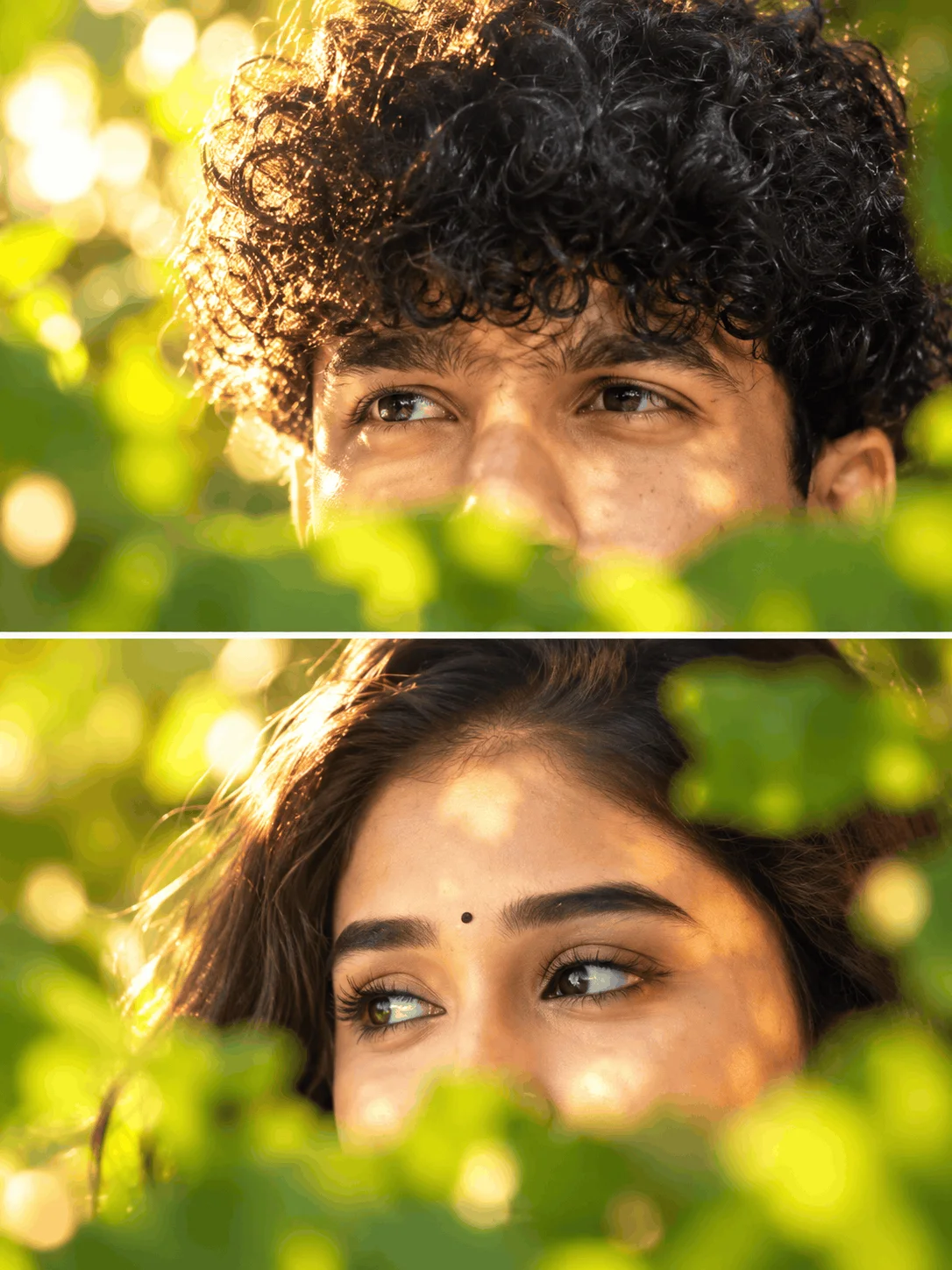 Romantic Couple Photo Ideas with Golden Green Bokeh - AI prompt