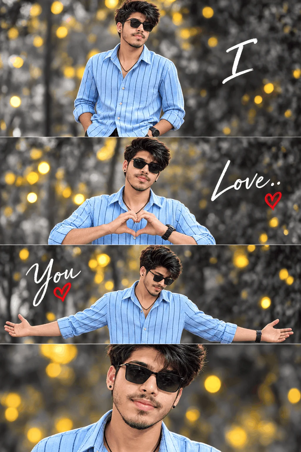 Romantic Photo Pose Ideas with a Blue Striped Shirt