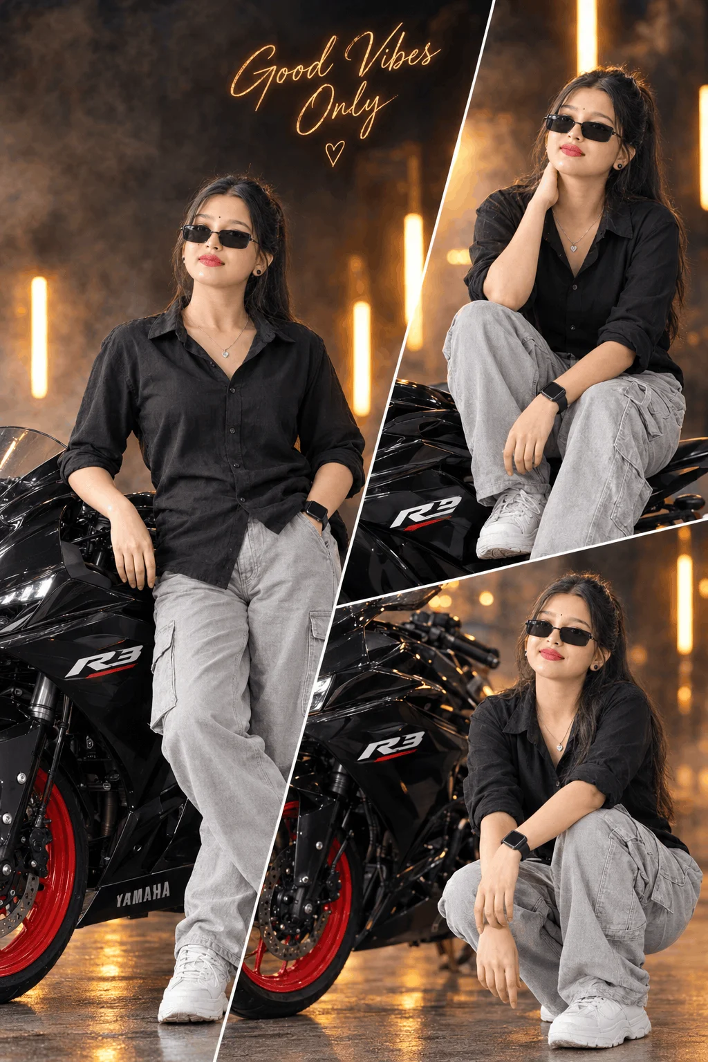 Motorcycle Fashion Lookbook Ideas with Golden Studio Glow