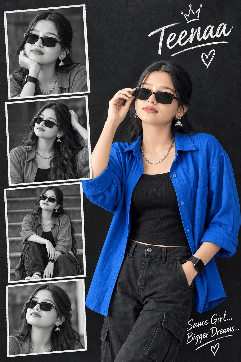 Blue Streetwear Fashion Lookbook and Pose Ideas