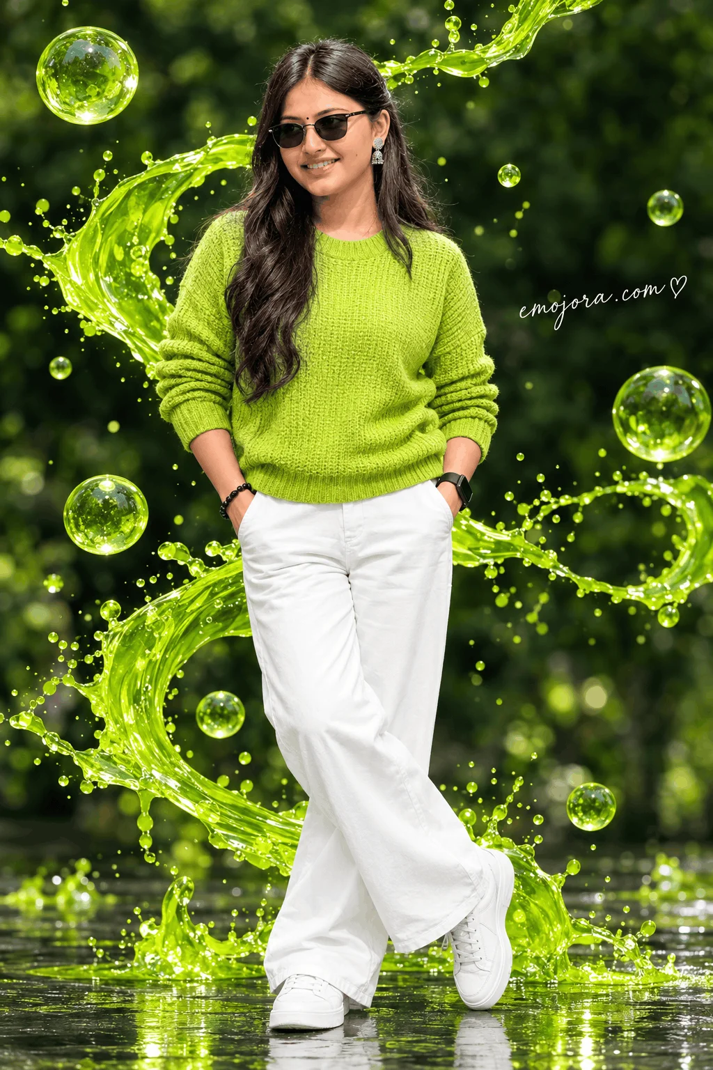 Lime Green Fashion Portrait Ideas with Liquid Effects