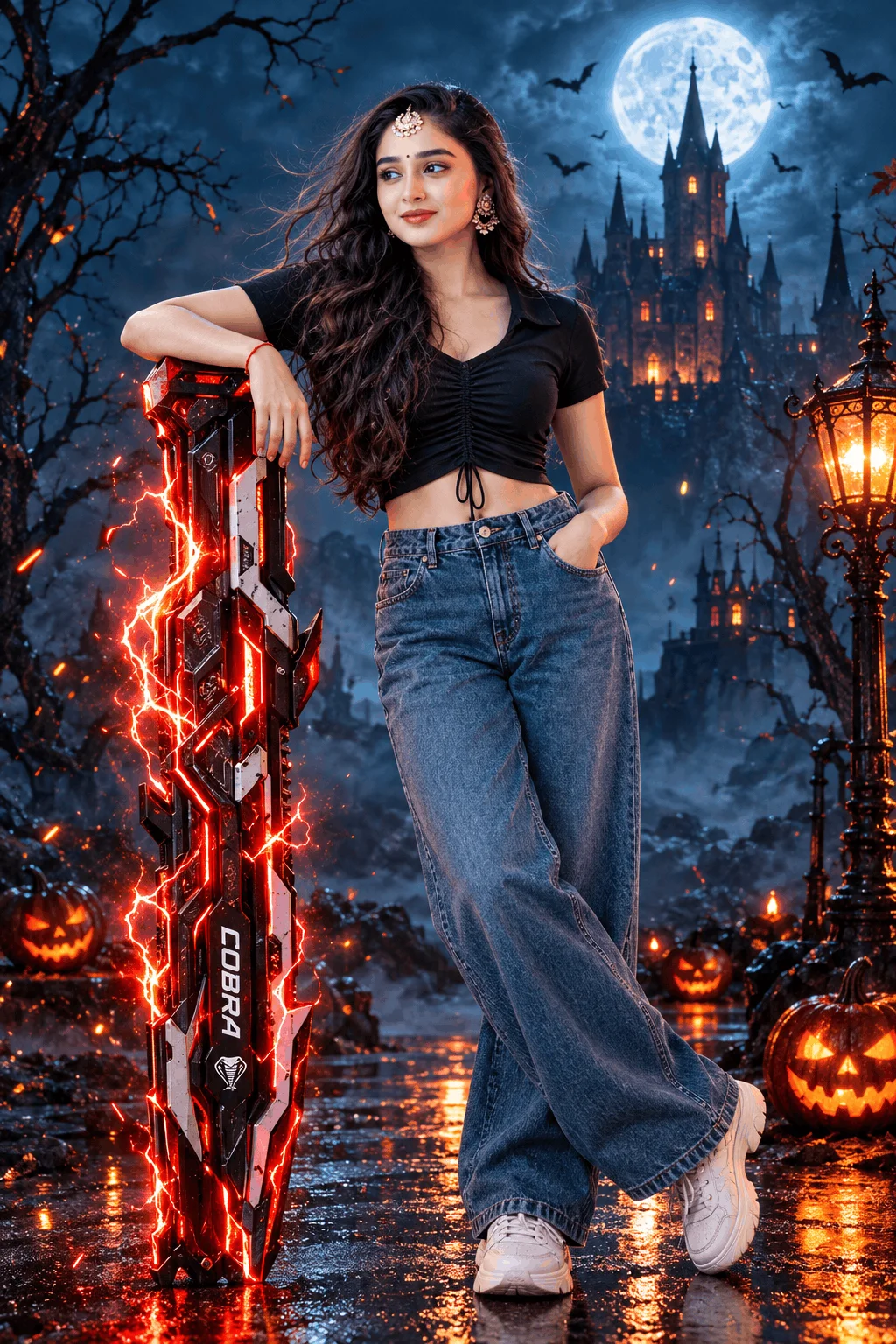 Halloween Outfit Ideas: Blue Jeans and Gothic Moonlight