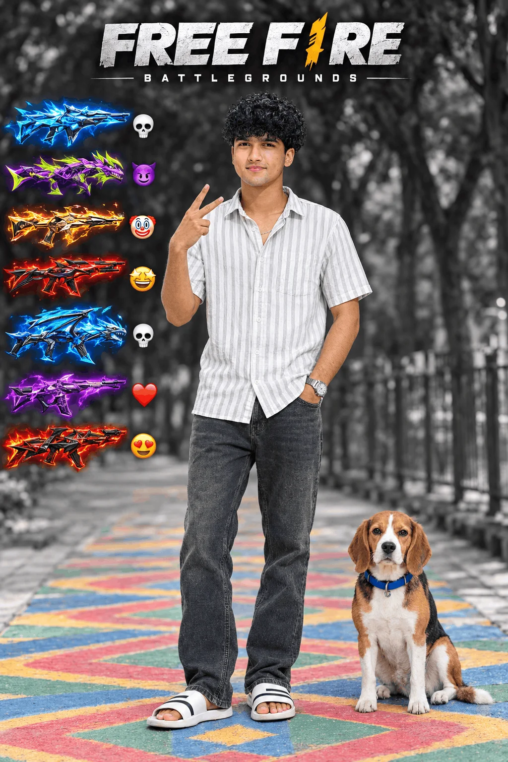 Free Fire Poster Ideas with Neon Guns and Street Style - AI prompt
