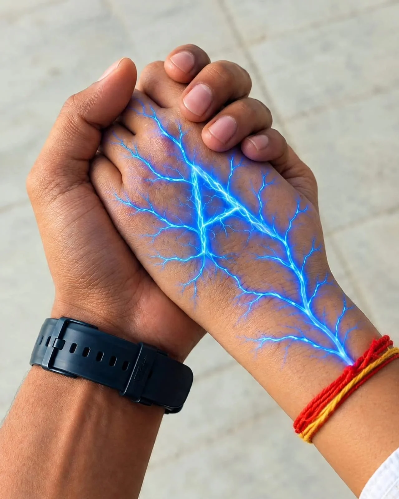 Glowing Blue Lightning Letter Name Photo Idea - AI prompt