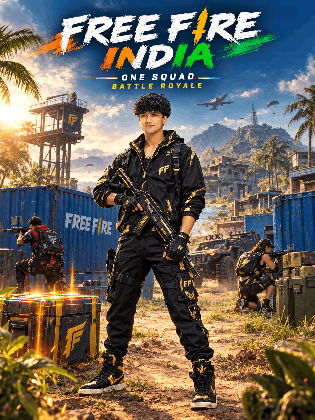 Free Fire India Battle Royale Squad Poster With Your Own Photo - AI prompt
