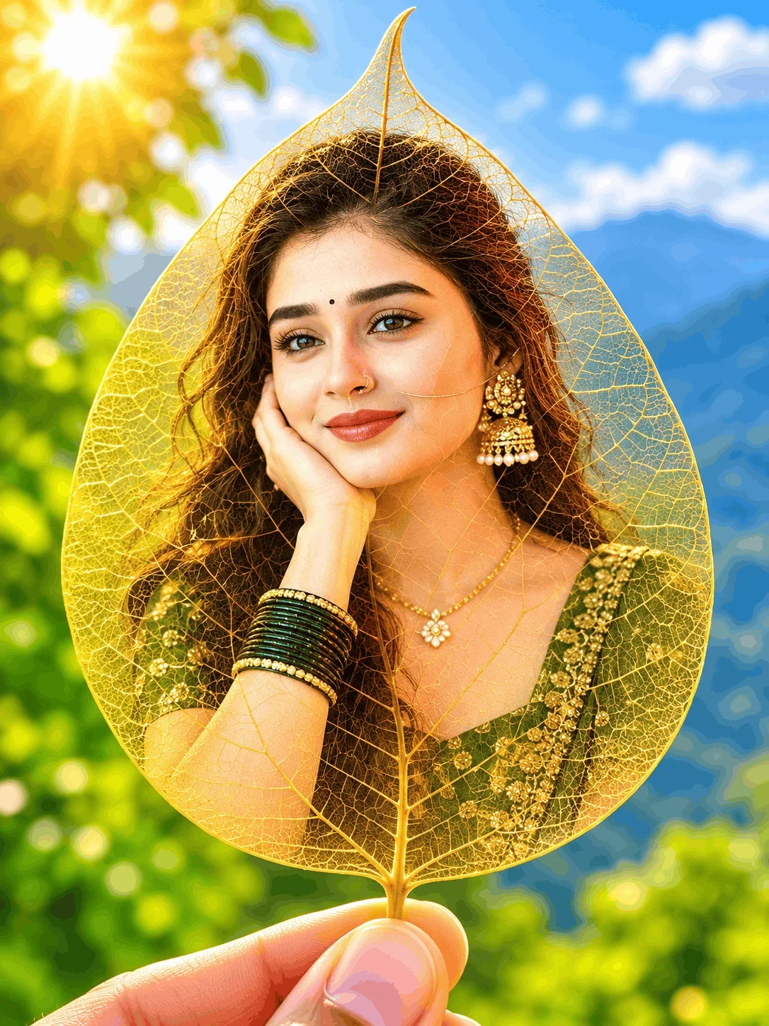 Golden Skeleton Leaf Portrait Ideas for Instagram DP - AI prompt