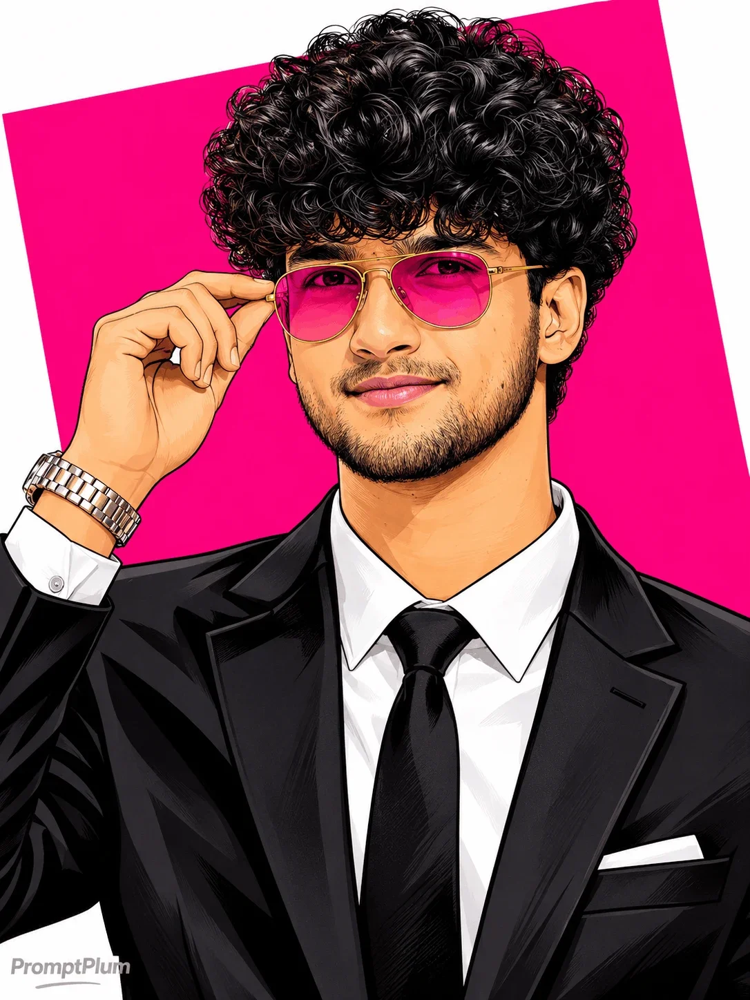 Hot Pink Pop Art Boy Portrait Ideas for Instagram DP - free AI image prompt
