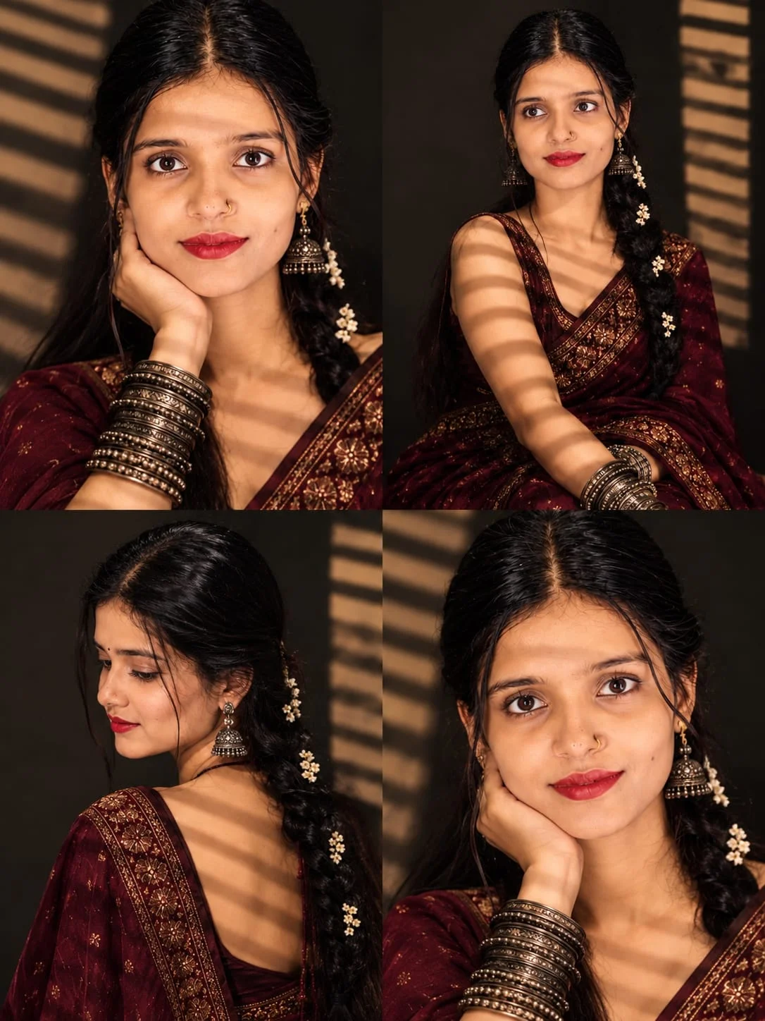 Instagram Trending Deep Maroon Saree AI Photo Editing Prompt - AI prompt