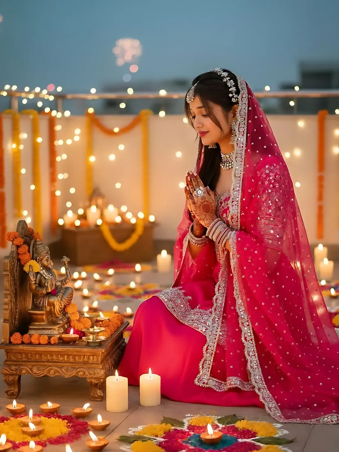 Beautiful Girl Diwali Puja Ai Photo Prompt - Gemini & ChatGPT - AI prompt